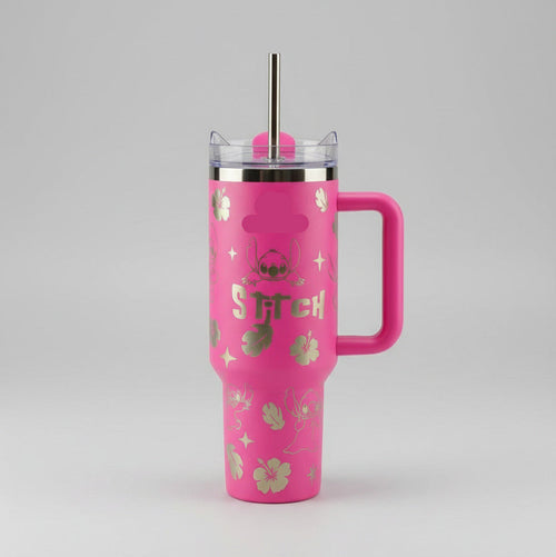 40oz Stainless Steel Tumbler with Handle - Insulated Stitch Travel Cup